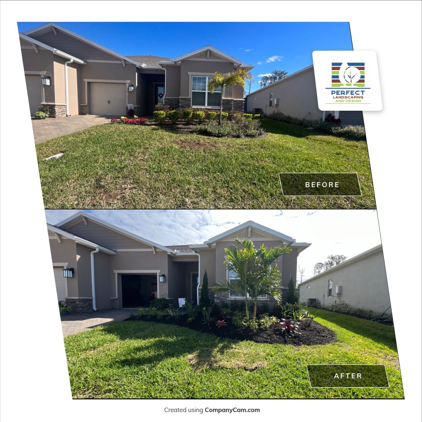 Before and after landscape project 1 in Orlando FL