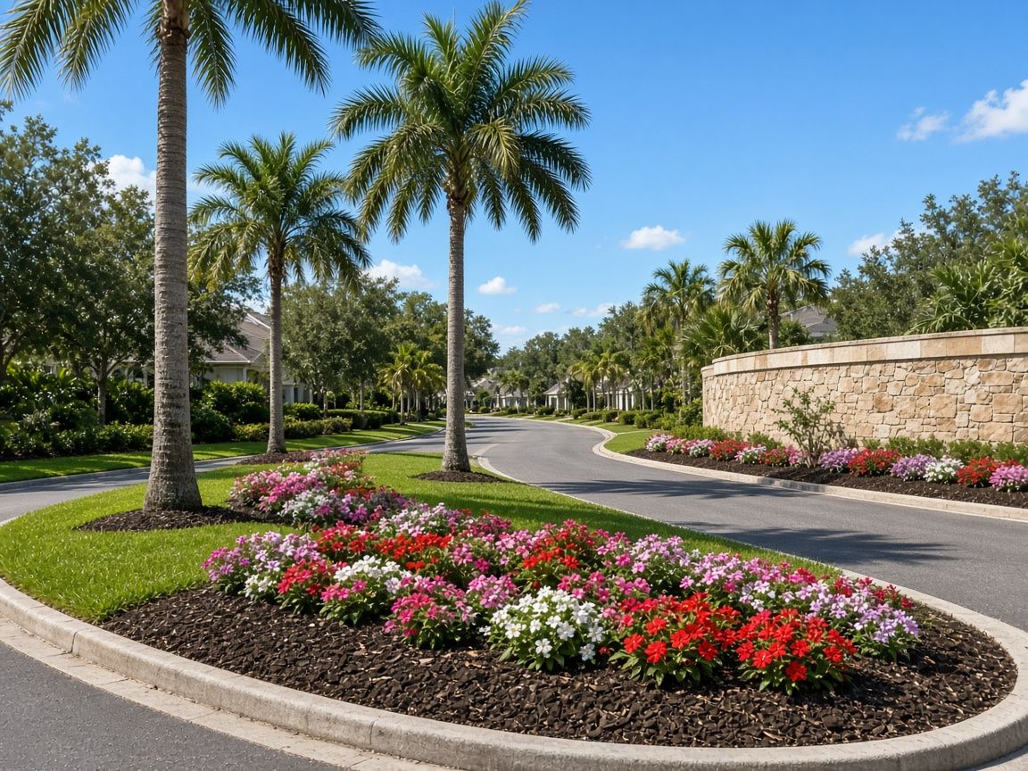 HOA community entrance landscaping in Orlando FL